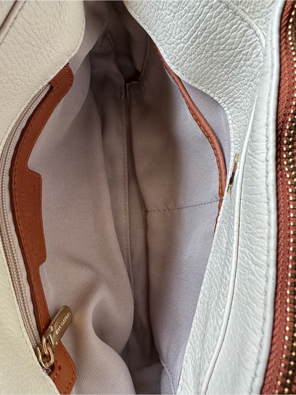 Valentino White Leather Crossbody with Tan Trim and Gold Hardware - Picture 7 of 9